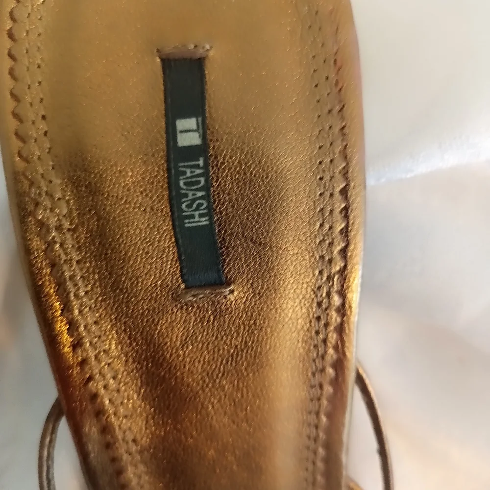 Tadashi bronze and crystal heel sandal size 9